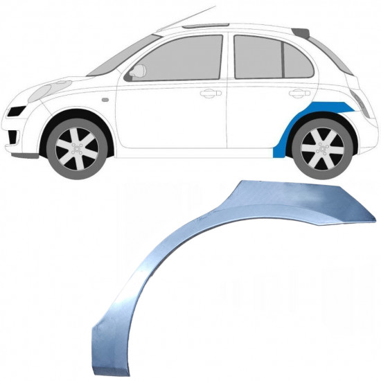 Pannello di riparazione parafango posteriore per Nissan Micra K12 2002-2010 / Sinistra 6342